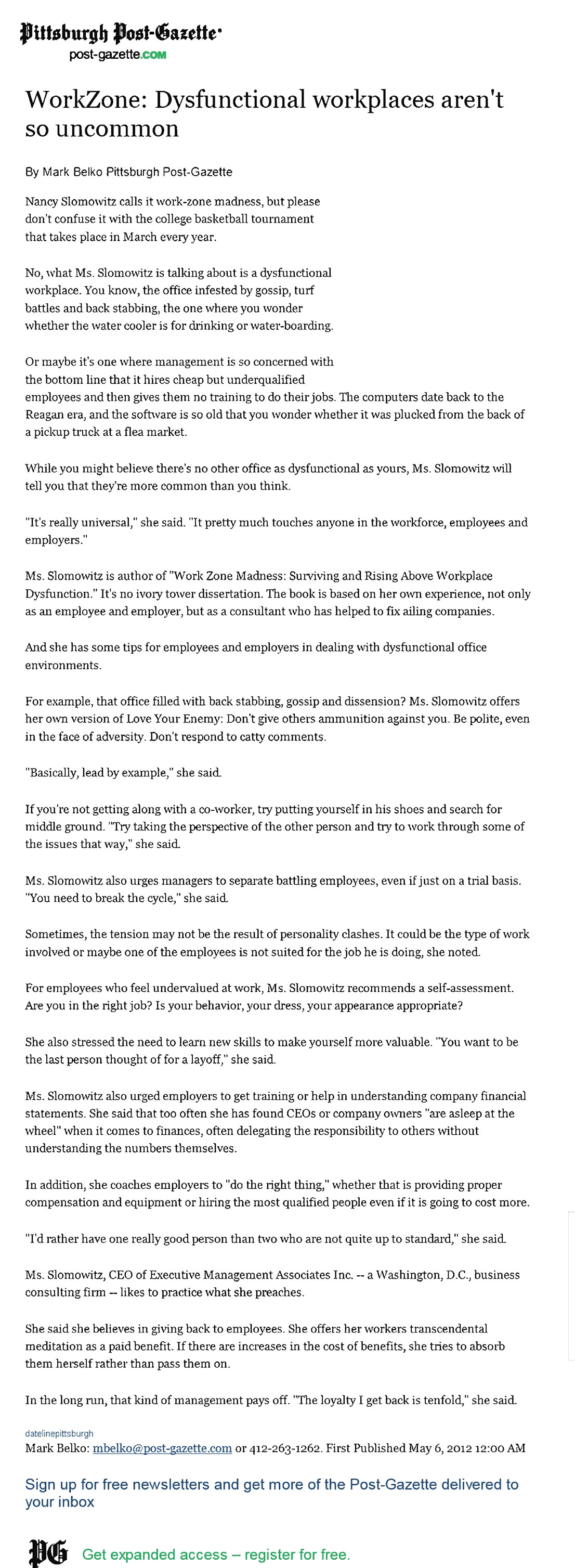 Post Gazette News Article