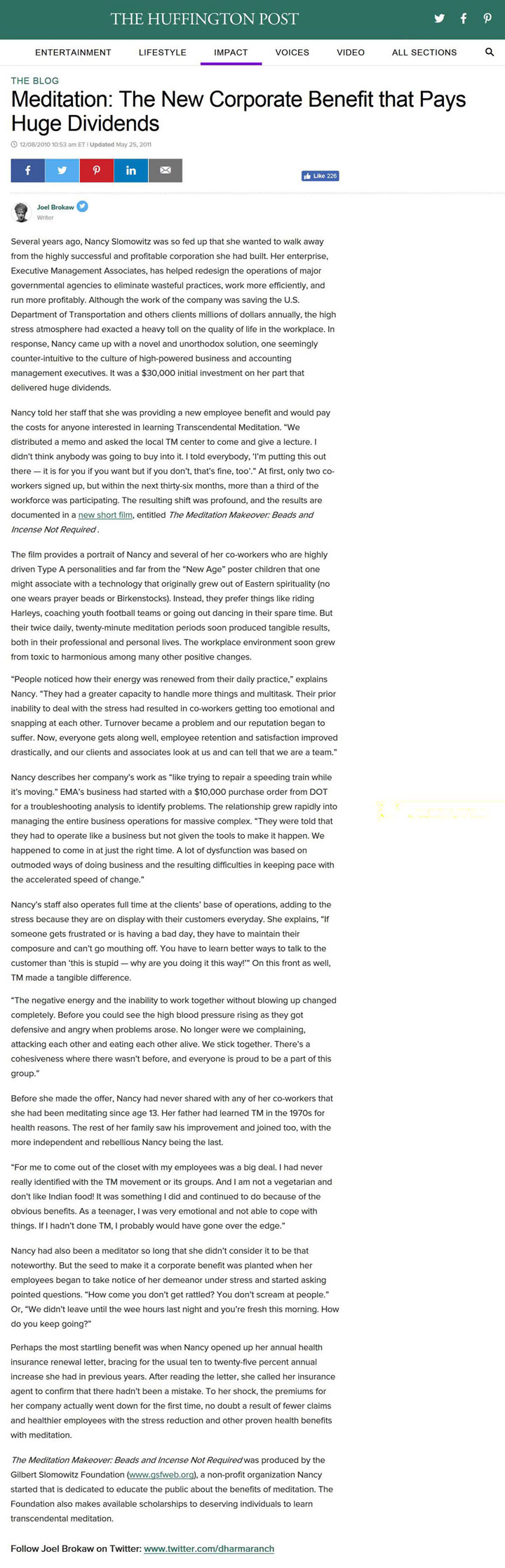 Huffington Post News Article