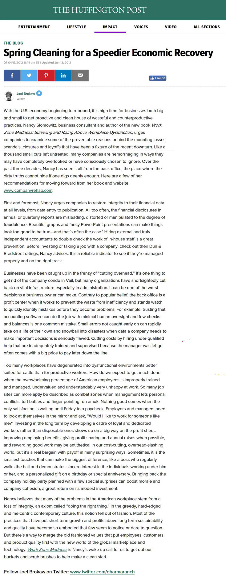 Huffington Post News Article